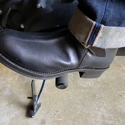 The Real McCoy's Buco Engineer Boots in Shinki Black Oiled Horsebutt
