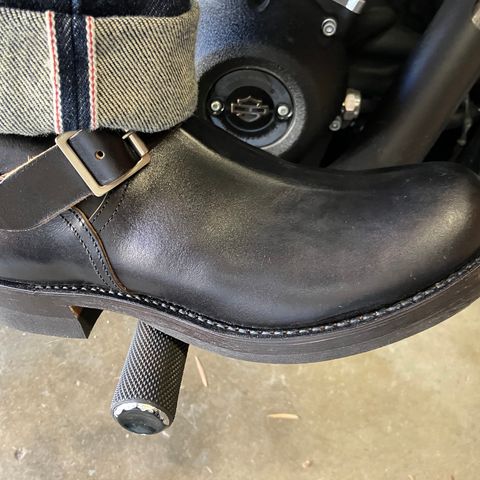 The Real McCoy's Buco Engineer Boots in Shinki Black Oiled Horsebutt