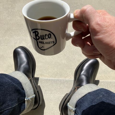The Real McCoy's Buco Engineer Boots in Shinki Black Oiled Horsebutt