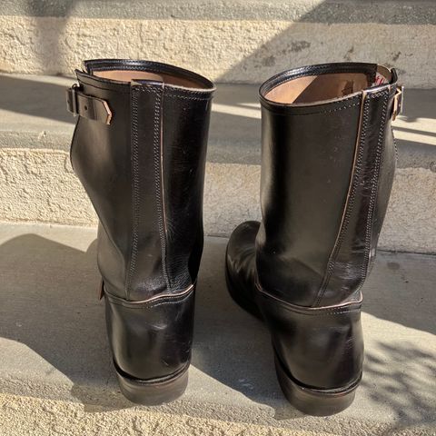 The Real McCoy's Buco Engineer Boots in Shinki Black Oiled Horsebutt