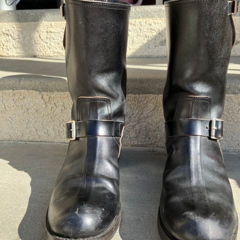 The Real McCoy's Buco Engineer Boots in Shinki Black Oiled Horsebutt