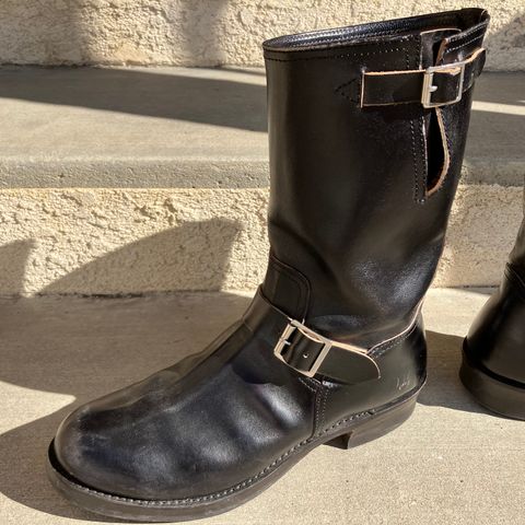 The Real McCoy's Buco Engineer Boots in Shinki Black Oiled Horsebutt
