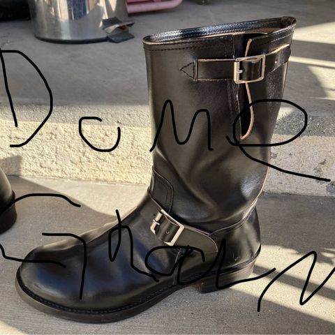 The Real McCoy's Buco Engineer Boots in Shinki Black Oiled Horsebutt