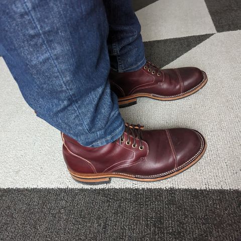 View photo of Bordon Tukano Boots in Wickett & Craig Burgundy Oiled Latigo