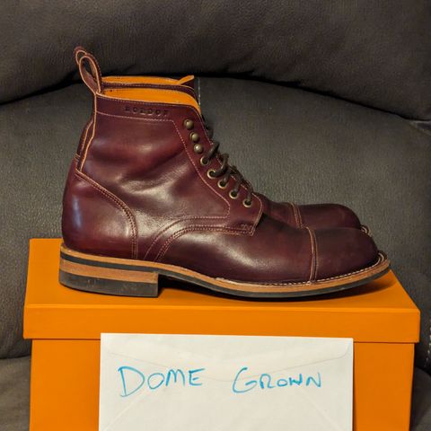 View photo of Bordon Tukano Boots in Wickett & Craig Burgundy Oiled Latigo