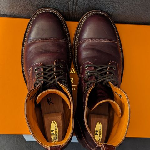 View photo of Bordon Tukano Boots in Wickett & Craig Burgundy Oiled Latigo