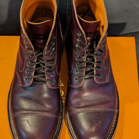 View photo of Bordon Tukano Boots in Wickett & Craig Burgundy Oiled Latigo