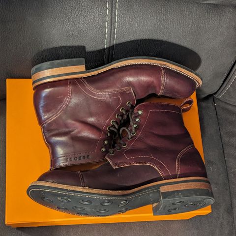 View photo of Bordon Tukano Boots in Wickett & Craig Burgundy Oiled Latigo