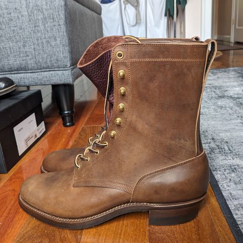 Rolling Dub Trio Griffin 8.5" Plain Toe Boots in Original Brown Horsebutt #1010