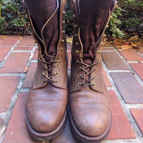 Rolling Dub Trio Griffin 8.5" Plain Toe Boots in Original Brown Horsebutt #1010