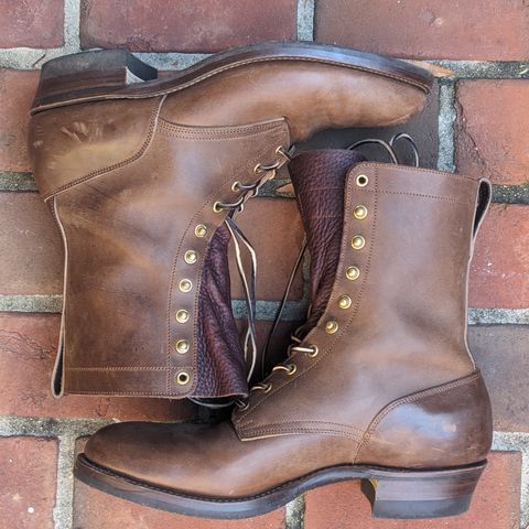 Rolling Dub Trio Griffin 8.5" Plain Toe Boots in Original Brown Horsebutt #1010