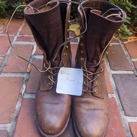 Rolling Dub Trio Griffin 8.5" Plain Toe Boots in Original Brown Horsebutt #1010