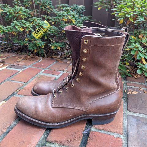 Rolling Dub Trio Griffin 8.5" Plain Toe Boots in Original Brown Horsebutt #1010