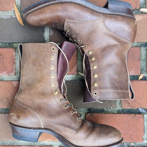 Rolling Dub Trio Griffin 8.5" Plain Toe Boots in Original Brown Horsebutt #1010