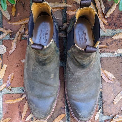 Meermin Chelsea Boot in Caper Green Waxy Shell Cordovan