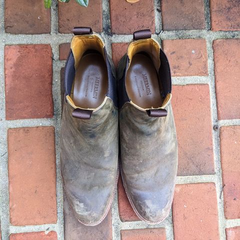 View photo of Meermin Chelsea Boot in Caper Green Waxy Shell Cordovan