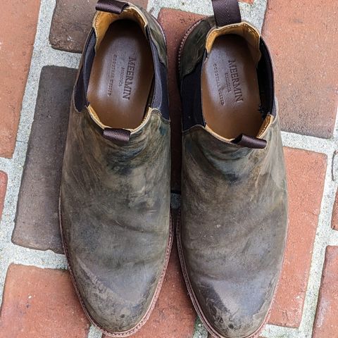 View photo of Meermin Chelsea Boot in Caper Green Waxy Shell Cordovan