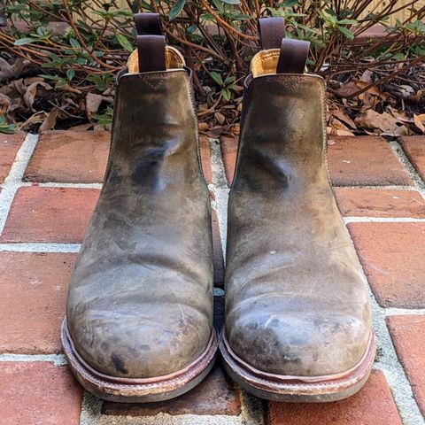 View photo of Meermin Chelsea Boot in Caper Green Waxy Shell Cordovan