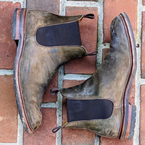 View photo of Meermin Chelsea Boot in Caper Green Waxy Shell Cordovan