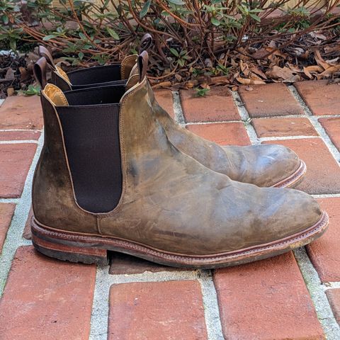 View photo of Meermin Chelsea Boot in Caper Green Waxy Shell Cordovan