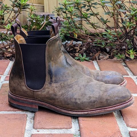 View photo of Meermin Chelsea Boot in Caper Green Waxy Shell Cordovan