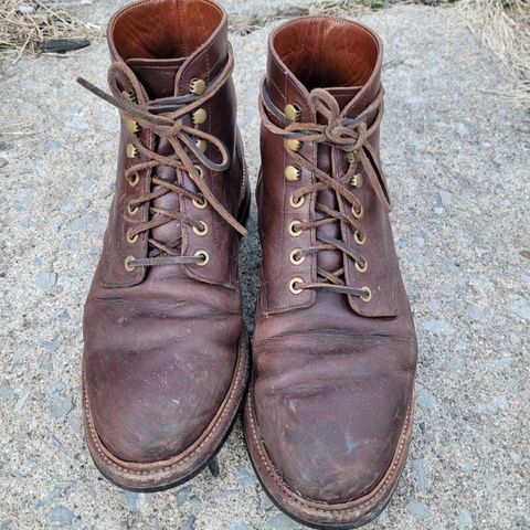 View photo of Grant Stone Diesel Boot in Horween Crimson Chromexcel