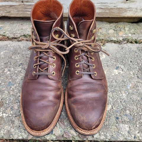 View photo of Grant Stone Diesel Boot in Horween Crimson Chromexcel