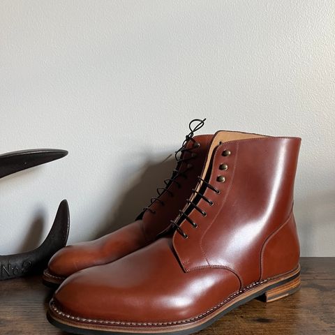 View photo of Rider Boot Co. Dundalk in Maryam Natural Shell Cordovan