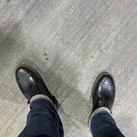 Flame Panda Brogue Cap Toe Service Boot in Horween Black Chromexcel Horsebutt