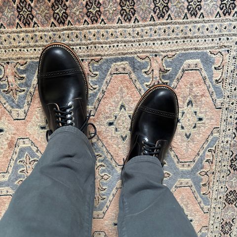 Flame Panda Brogue Cap Toe Service Boot in Horween Black Chromexcel Horsebutt