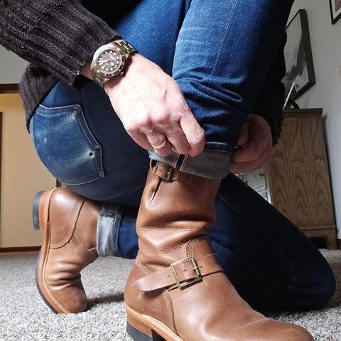 John Lofgren Wabash Engineer Boots in Horween Natural Chromexcel Horsehide