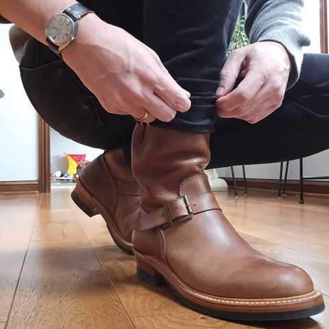 John Lofgren Wabash Engineer Boots in Horween Natural Chromexcel Horsehide