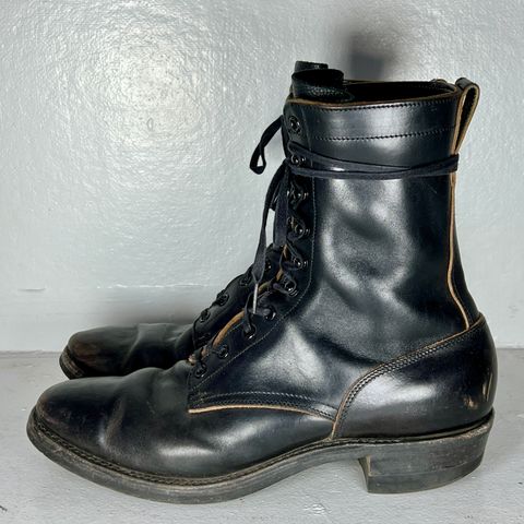 Rolling Dub Trio Griffin 8.5" Plain Toe Boots in Original Black Horsebutt #1010