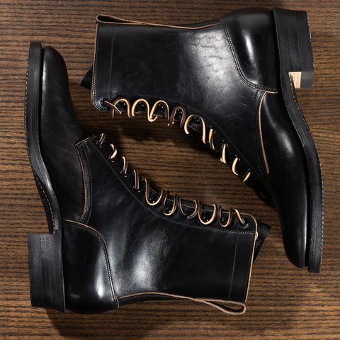Rolling Dub Trio Griffin 8.5" Plain Toe Boots in Original Black Horsebutt #1010