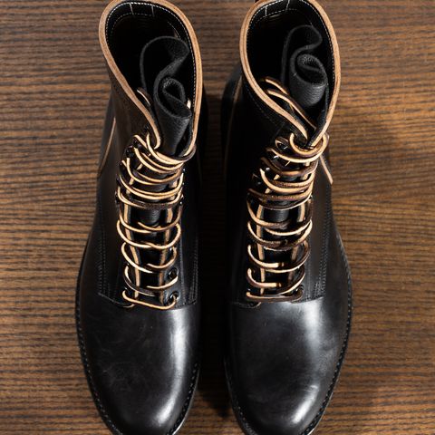 Rolling Dub Trio Griffin 8.5" Plain Toe Boots in Original Black Horsebutt #1010