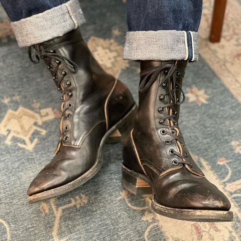 Rolling Dub Trio Griffin 8.5" Plain Toe Boots in Original Black Horsebutt #1010