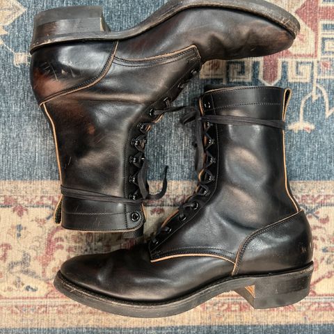 Rolling Dub Trio Griffin 8.5" Plain Toe Boots in Original Black Horsebutt #1010