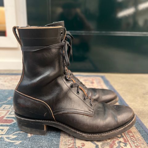 Rolling Dub Trio Griffin 8.5" Plain Toe Boots in Original Black Horsebutt #1010