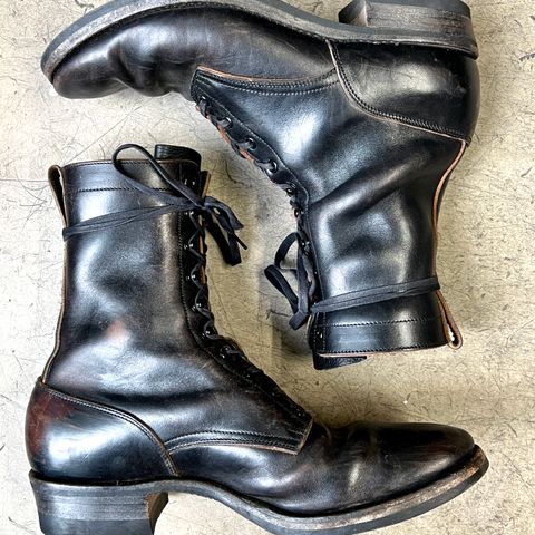 Rolling Dub Trio Griffin 8.5" Plain Toe Boots in Original Black Horsebutt #1010