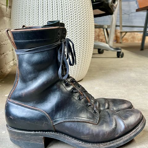 Rolling Dub Trio Griffin 8.5" Plain Toe Boots in Original Black Horsebutt #1010