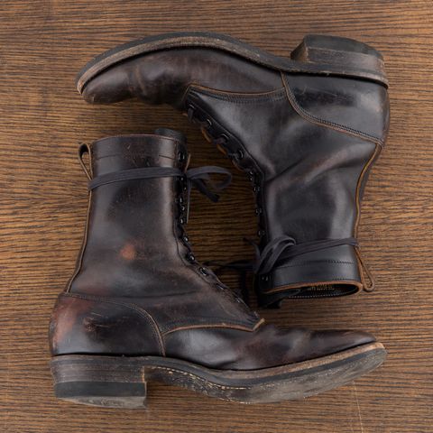 Rolling Dub Trio Griffin 8.5" Plain Toe Boots in Original Black Horsebutt #1010