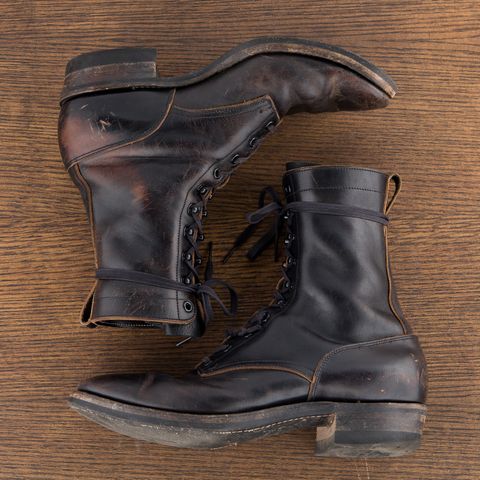Rolling Dub Trio Griffin 8.5" Plain Toe Boots in Original Black Horsebutt #1010