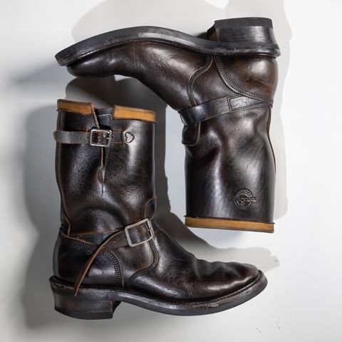 Role Club Anniversary Engineer Boots in Shinki Hand-Finished Black Horsehide