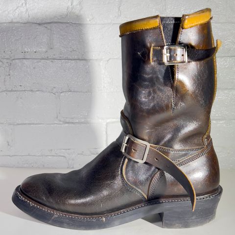Role Club Anniversary Engineer Boots in Shinki Hand-Finished Black Horsehide
