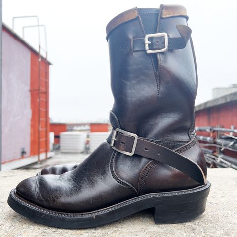 Role Club Anniversary Engineer Boots in Shinki Hand-Finished Black Horsehide
