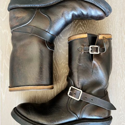 Role Club Anniversary Engineer Boots in Shinki Hand-Finished Black Horsehide