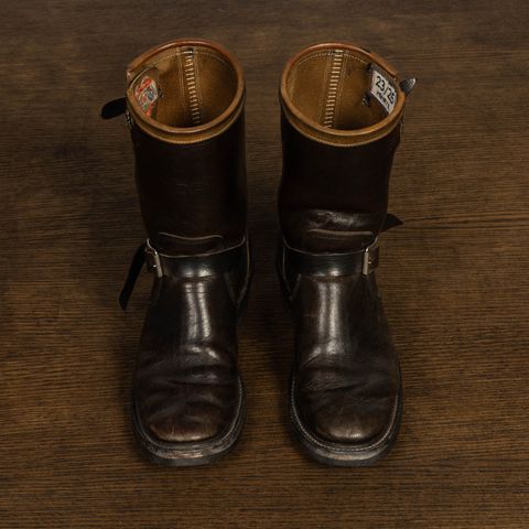 Role Club Anniversary Engineer Boots in Shinki Hand-Finished Black Horsehide