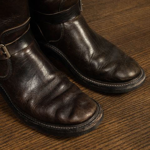 Role Club Anniversary Engineer Boots in Shinki Hand-Finished Black Horsehide