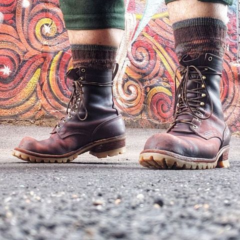 Search result thumbnail of Nicks Urban Logger in Wickett & Craig Burgundy Oiled Latigo