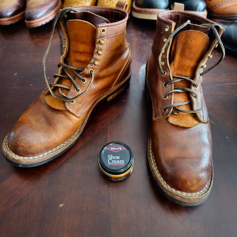 View photo of Nicks Falcon in Horween Orange Predator